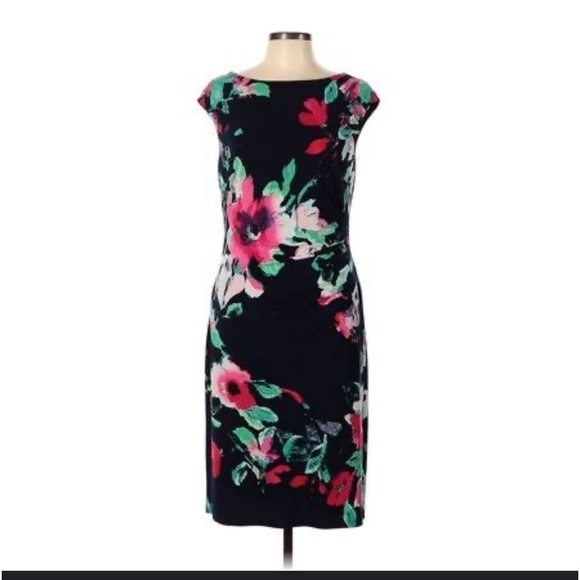 Lauren Ralph Lauren Ruched Side Floral Dress women’s Size 6 - Picture 1 of 7